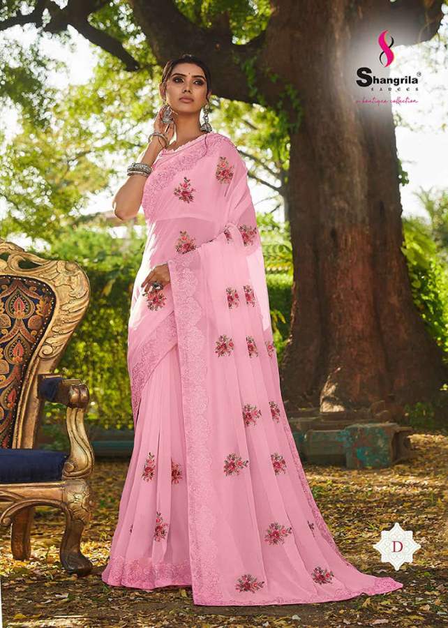 Shangrila Nikhar Stylish Fancy Designer Festive Wear Georgette Embroidery Saree Collection